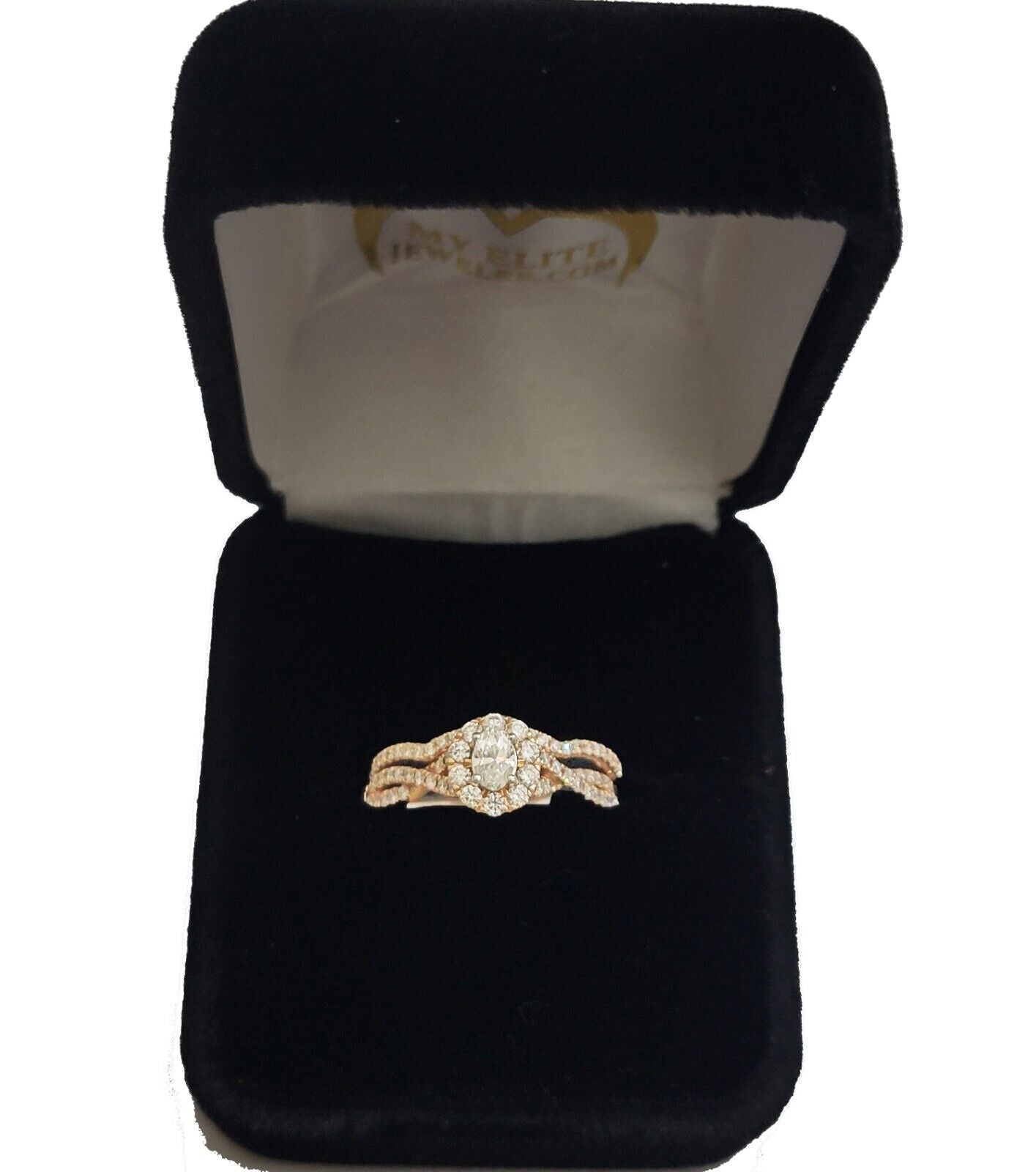 14k Rose Gold Diamond Ring Band Set Ladies Wedding Engagement Anniversary ,Solid