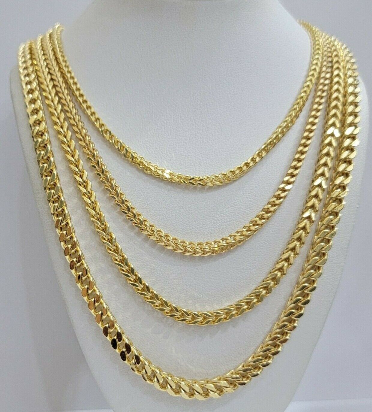 Real 10k Gold Chain Franco Mens necklace 20"-28" Inch 3mm-5mm 10kt Yellow,STRONG