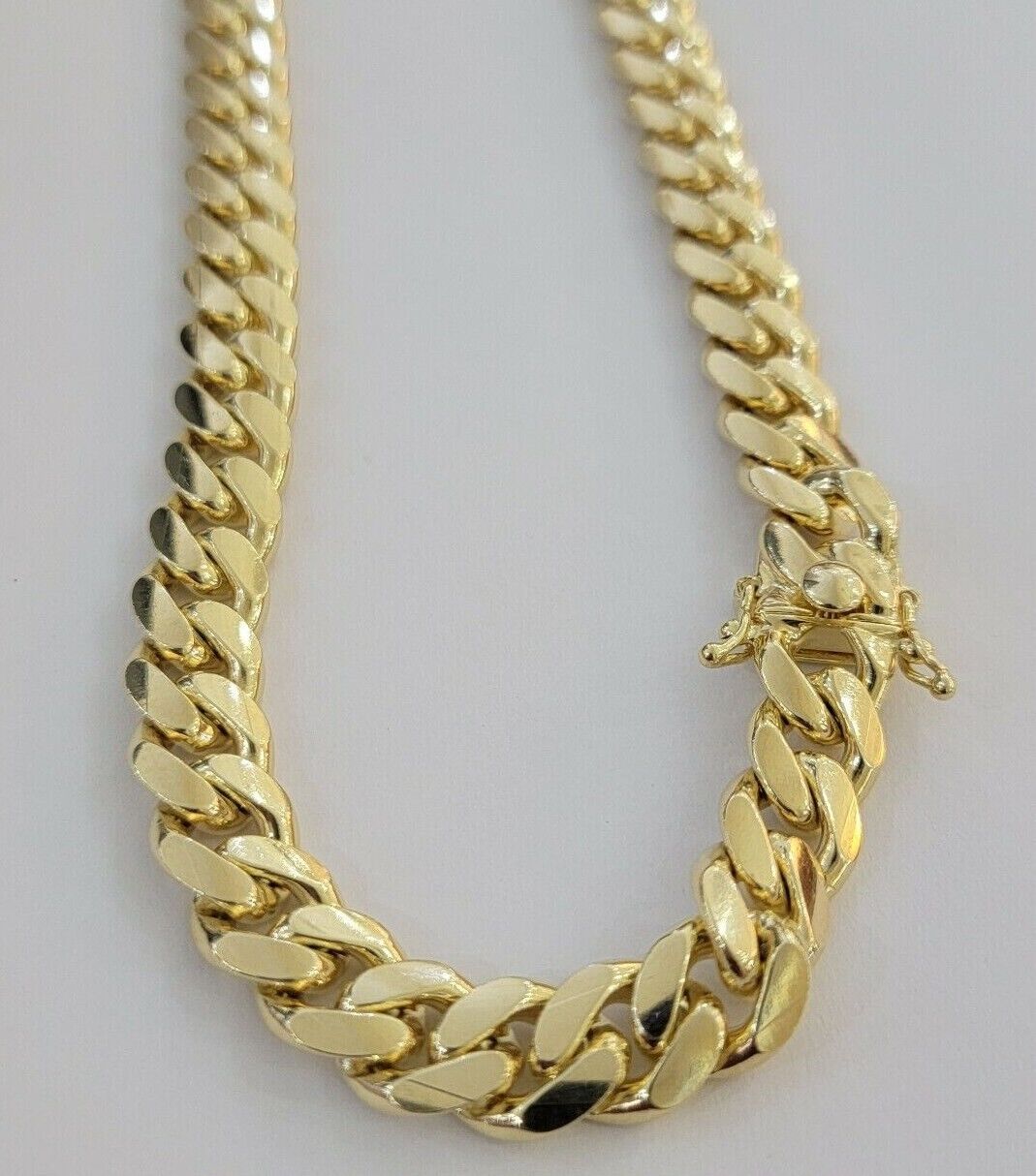 Real 10k Yellow Gold Cuban Link Solid Necklace 11mm  22" 10KT Christmas Deal