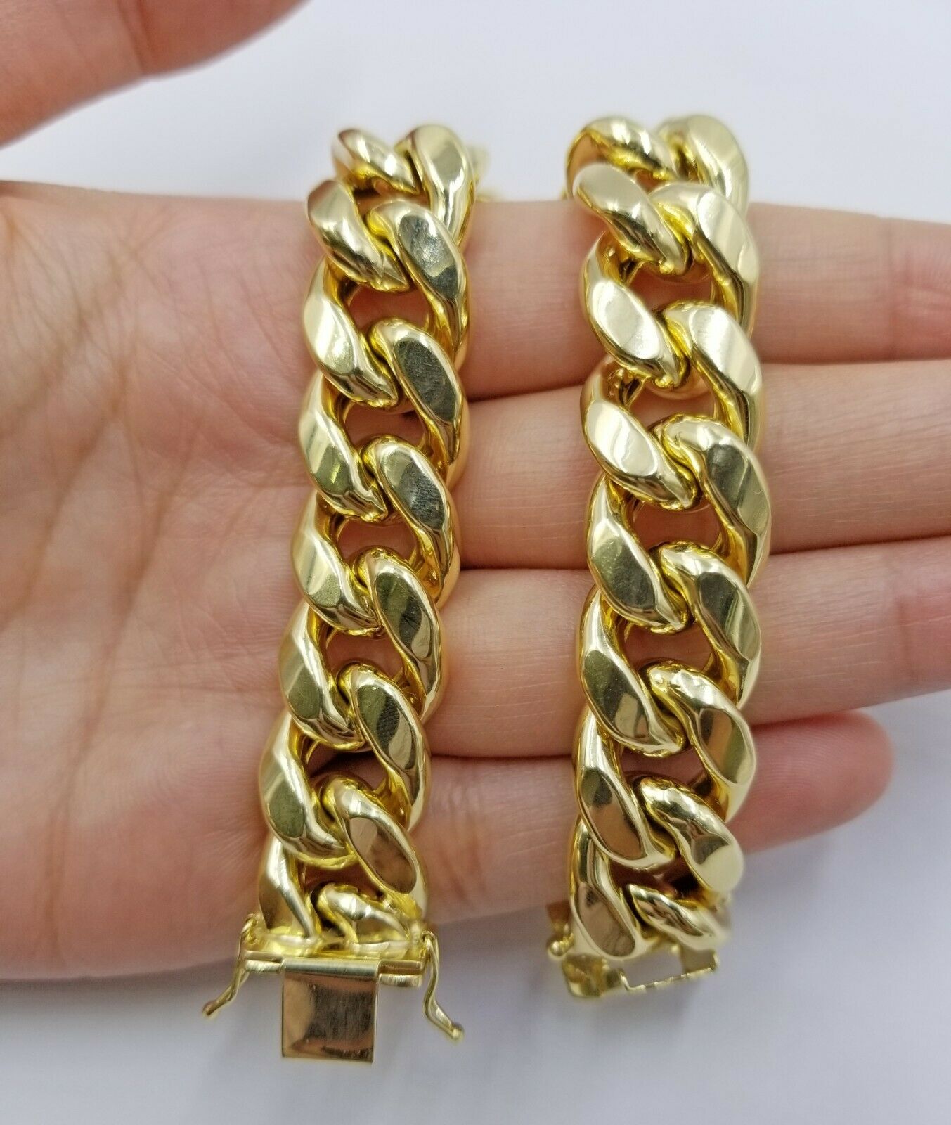 15mm 10k Gold Mens Bracelet Miami Cuban Link 7.5