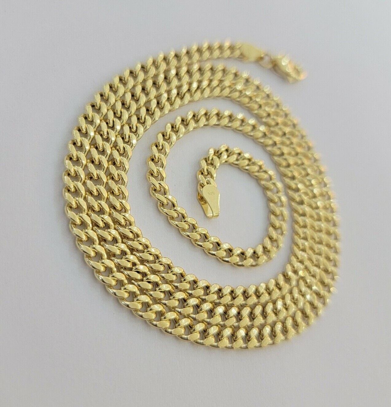 14k Yellow Gold Miami cuban Link Chain 3.5mm Necklace 20" Men Women , REAL 14KT