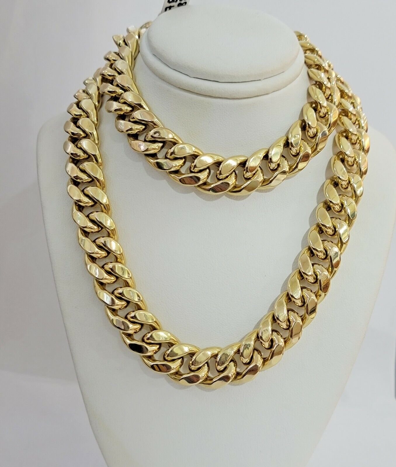 Real 14k Yellow Gold Chain Necklace 24 Inch 15mm Miami Cuban Link