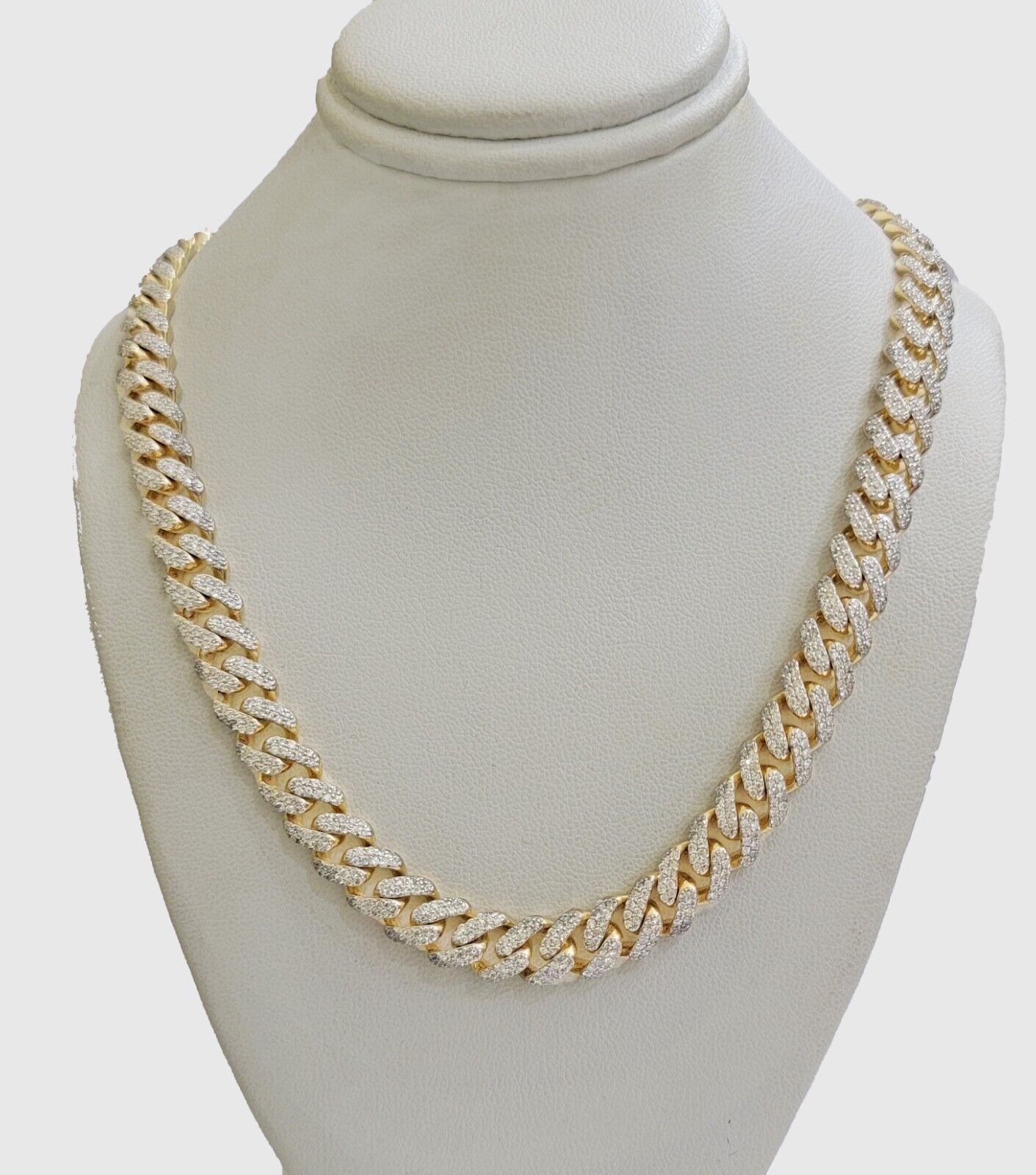 10k Yellow Gold Diamond Chain 18 Inch Necklace 9mm REAL 8.50 CT Dia, MENS CHOKER