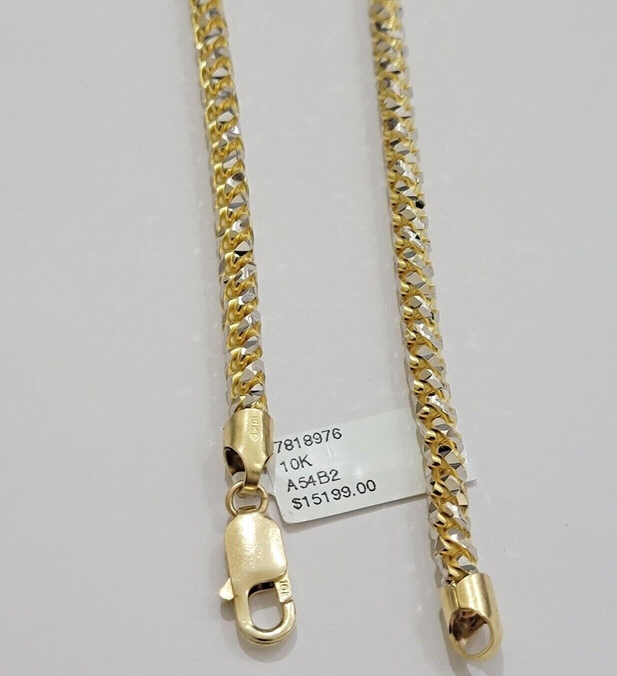 Real 10k Gold Solid Palm Chain Necklace Diamond Cut 4.5mm 24" 10kt Unique Design