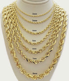 Real 14k Yellow Gold Rope Chain Solid Necklace 2mm-10mm  18"-30" Diamond Cut 14k