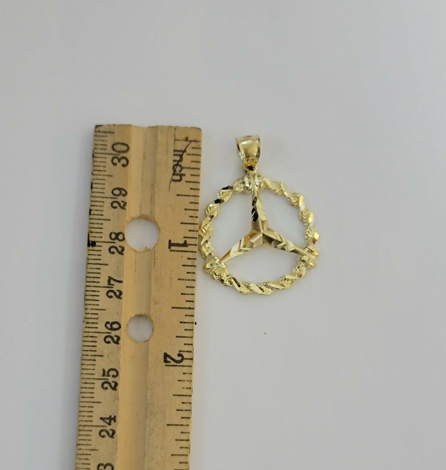 10k Gold Men's Pendant 10kt Yellow Gold ,UNIQUE Rope Style Charm For Chains,REAL