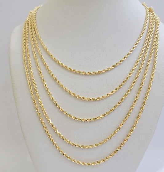 Real 18k Yellow Gold Rope Chain Necklace 2mm 18 Inch Ladies Women Solid 18 KT