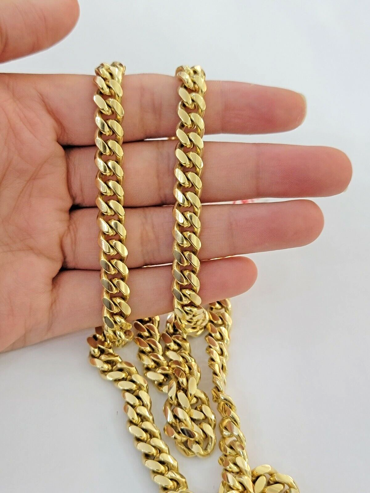 Solid 14k Gold Chain 7mm 22 Inch Miami Cuban Link Necklace Real 14kt Mens