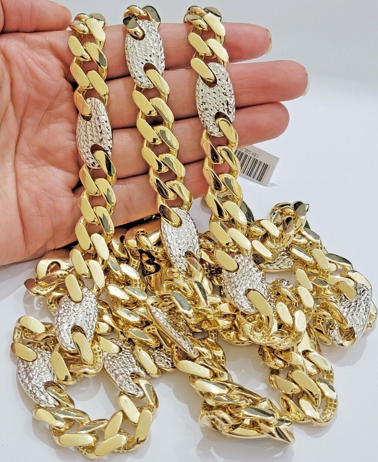 14mm Miami Cuban Mariner Link Chain Necklace Diamond Cuts Real 10K Yellow Gold