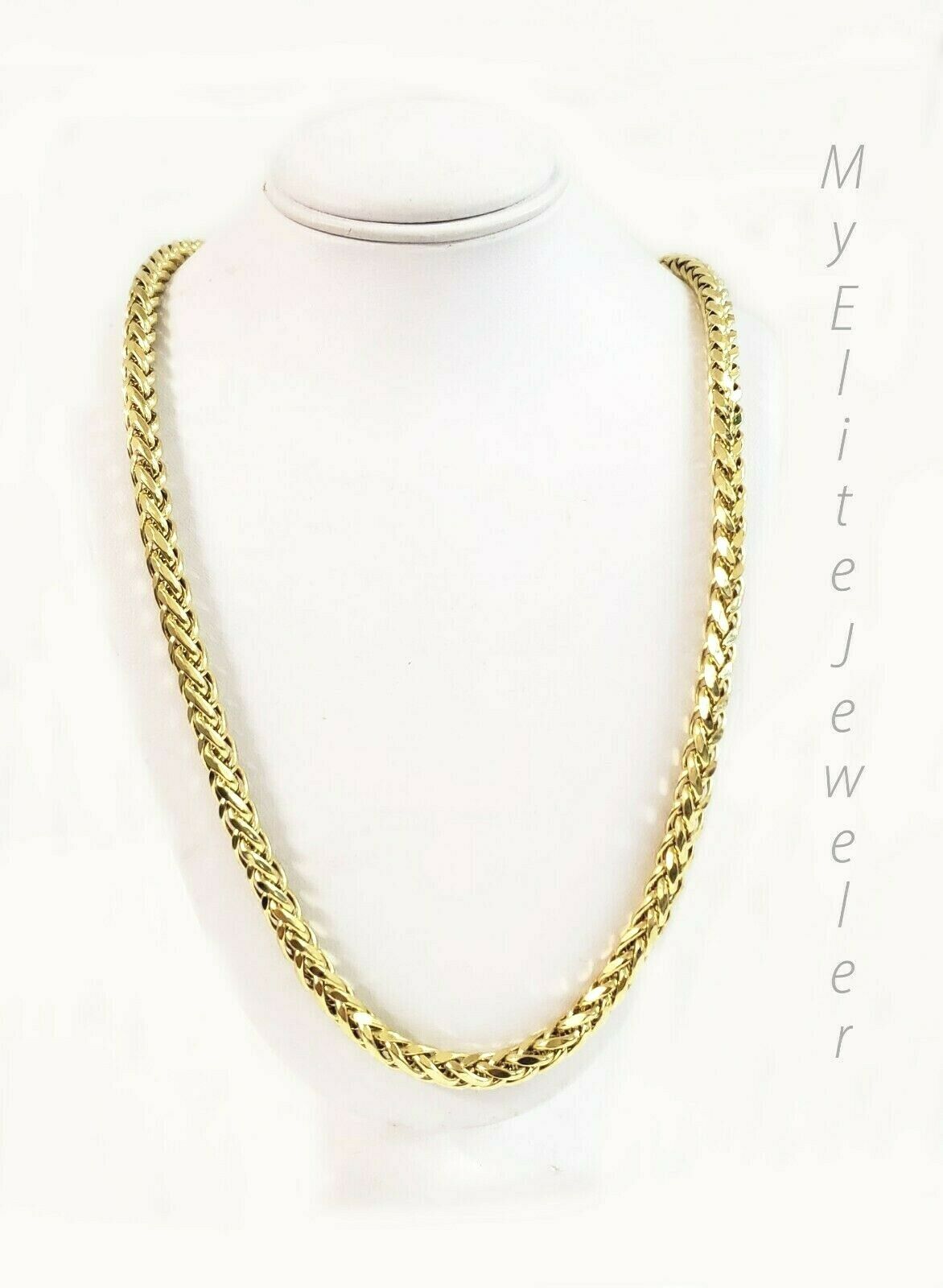 Real 10k Gold Palm Chain Necklace 4mm 24" Lobster Lock Real 10 KT Yellow Gold