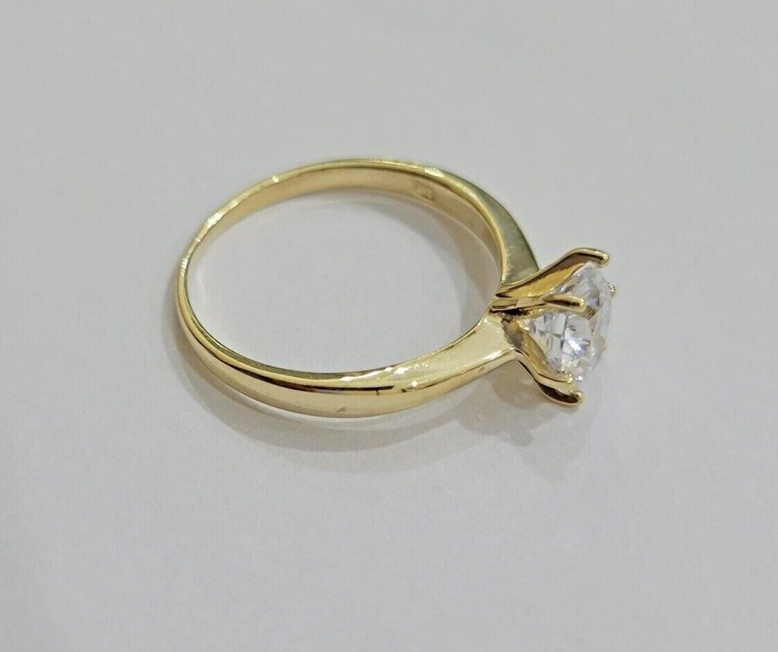 10k Yellow Gold Ladies Solitaire Ring For Womens Casual Band SALE Real Brand New