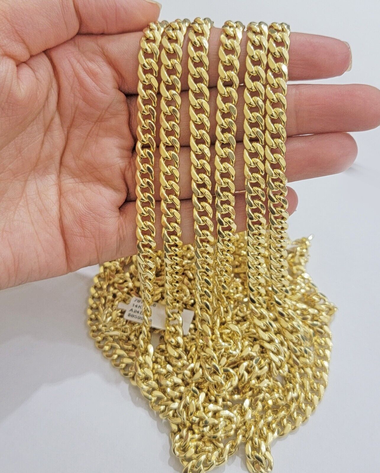 Real 14k Gold Necklace Miami Cuban Link Chain 6mm 18" - 28" Strong, 14kt Yellow