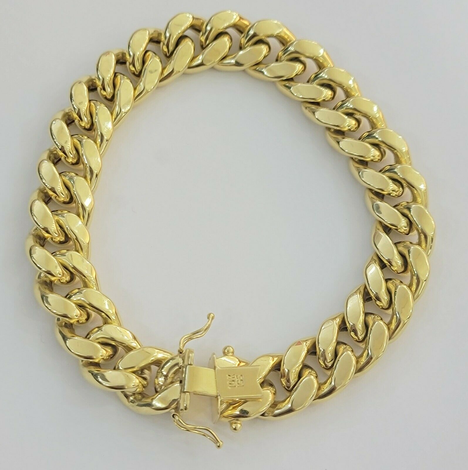 REAL 10k Gold Chain Bracelet Set Miami Cuban Link Men 13mm 26