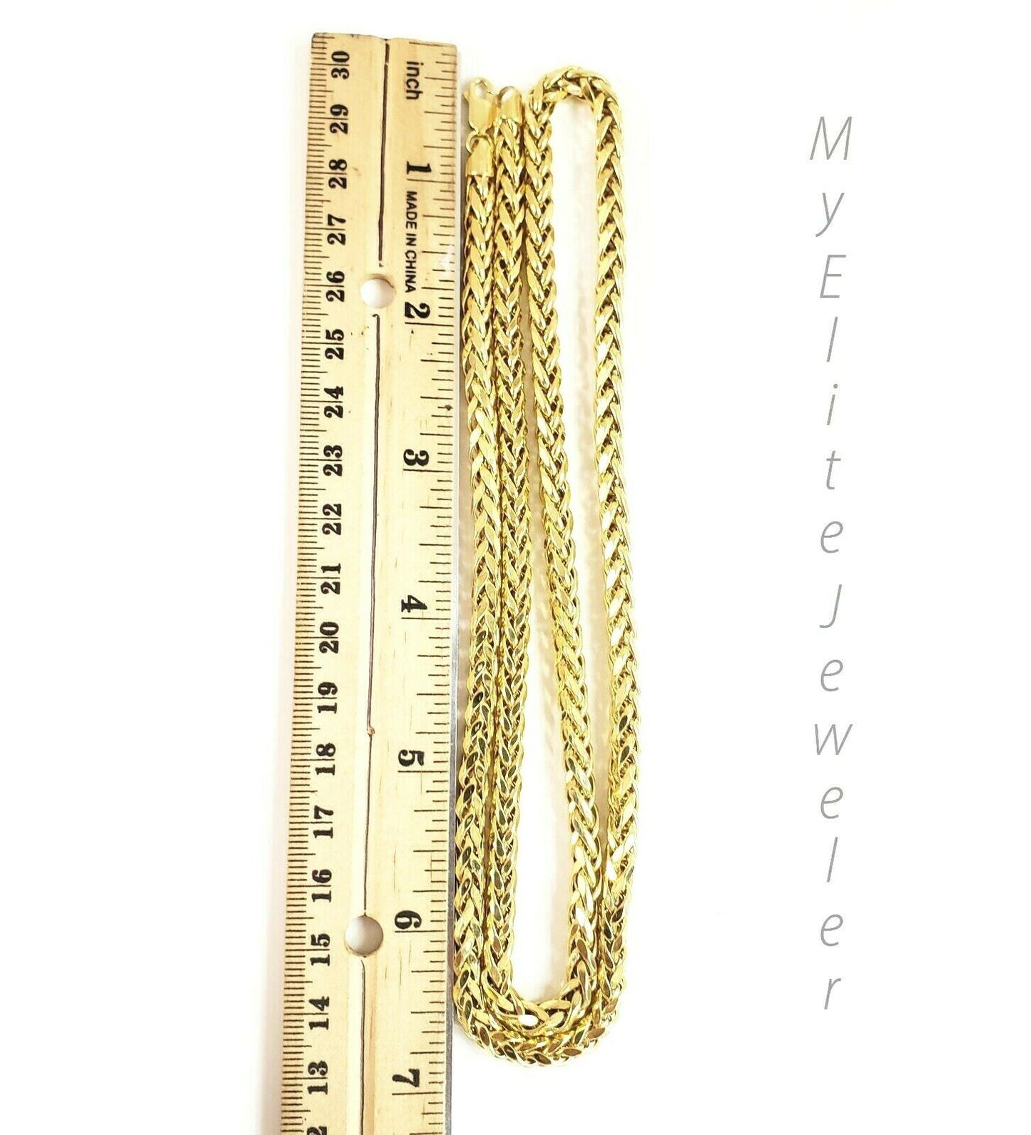 Men's 10K Yellow Gold Palm Curb Chain Necklace 28 Inch 5 mm Lobster Lock Link