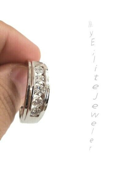 Men's 1 CT Solitaire Diamond Ring 10 K Solid White Gold Band Size 10 Thick Bands