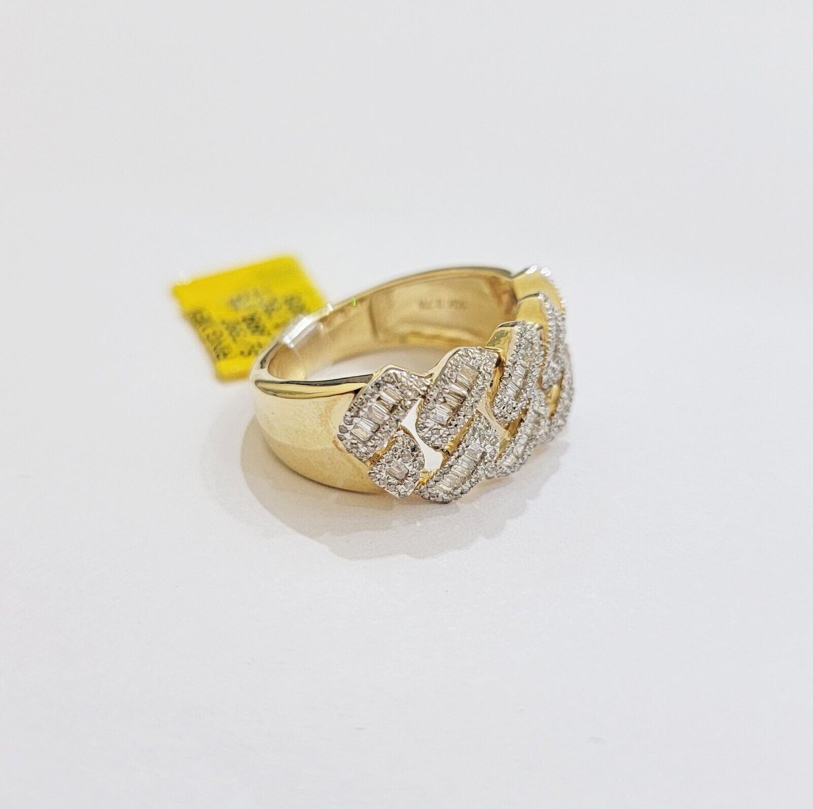 Real 10k Yellow Gold Diamond Mens Ring Cuban Link 0.78CT Natural Diamond SIZE 10