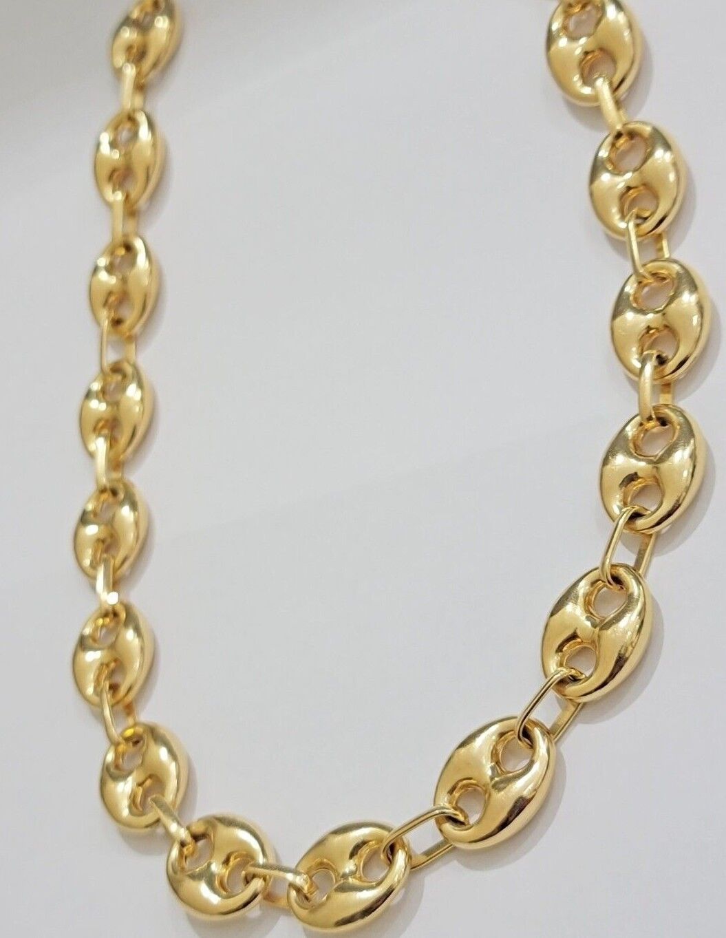 Real 10k Gold Puffed Mariner Anchor Link Chain Necklace 22" 14 mm 10KT Yellow Gd