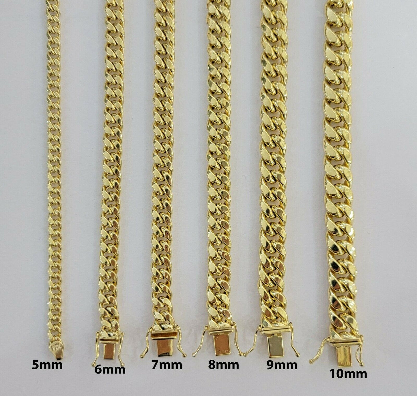 REAL 10k Yellow Gold Necklace Mens Chain Miami Cuban Link 18 Inch - 30" 6mm 7mm 8mm 9mm