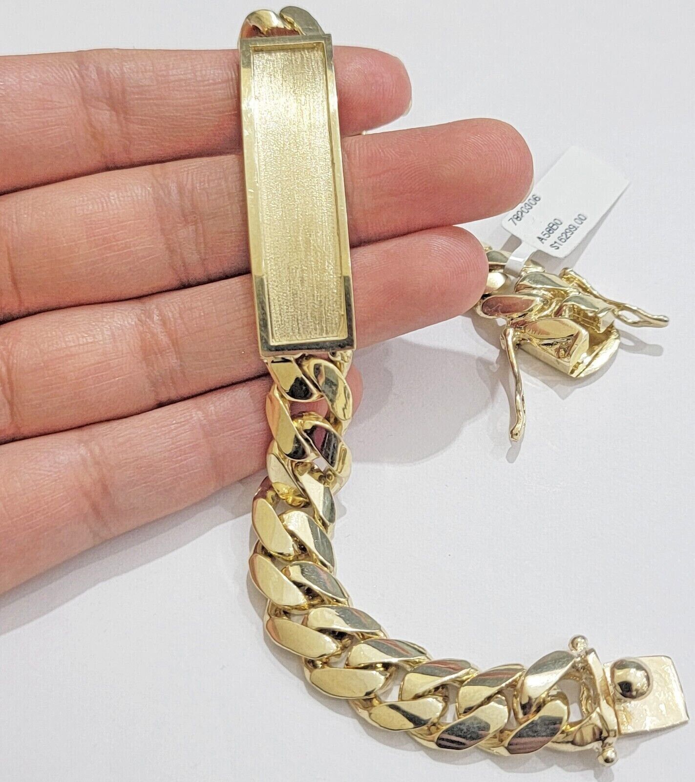 14k Yellow Gold Curb Link Identification Bracelet 7