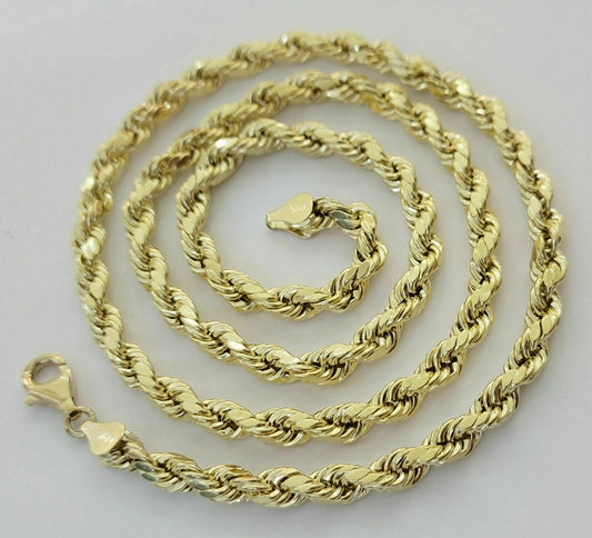 10k Yellow Gold Rope Chain Necklace 18"-30" Men Women Inch 4mm- 10mm REAL 10 KT