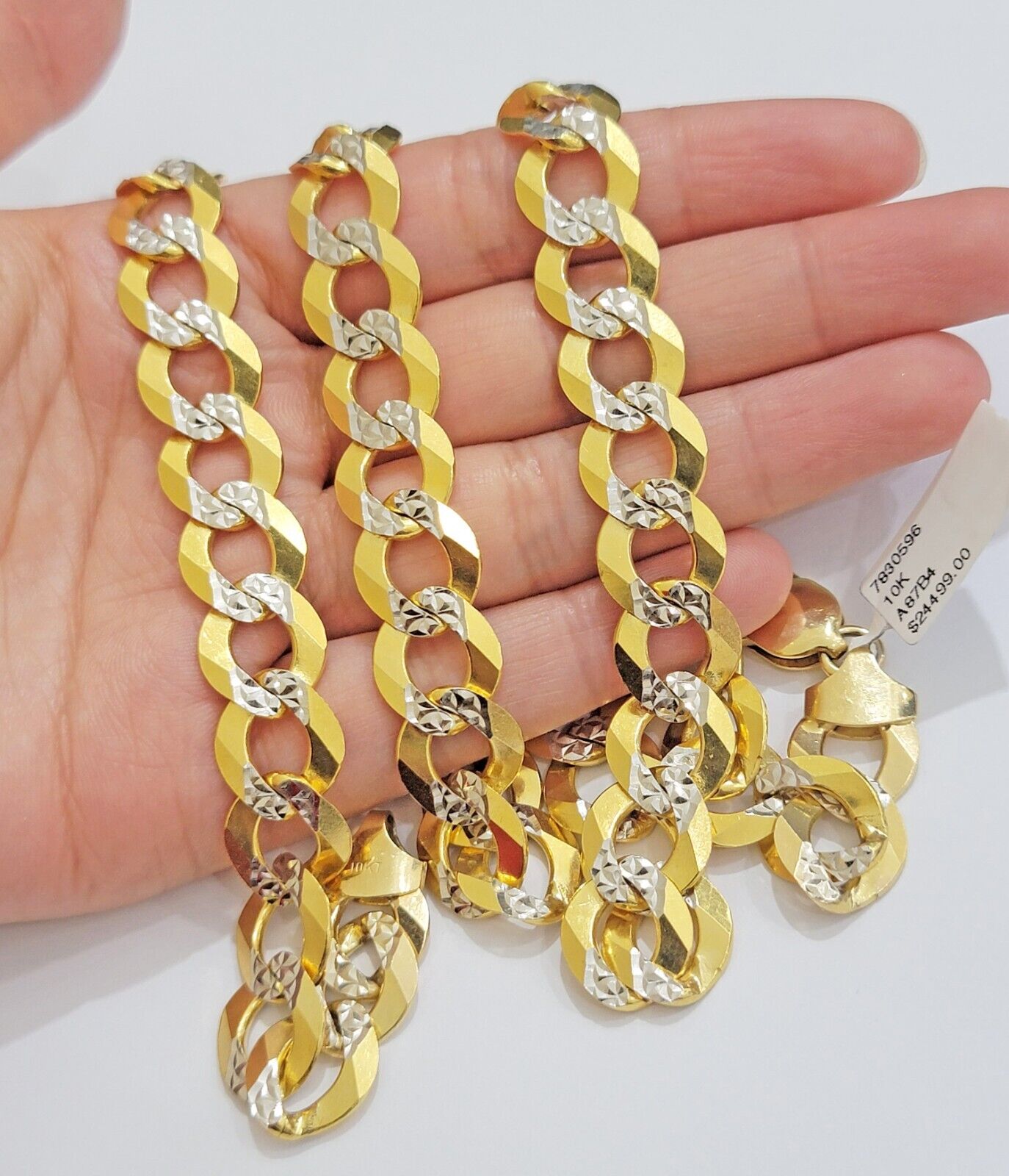 Cuban Curb Link Chain Necklace 26" 12.5mm Diamond Cut Solid 10k Yellow Gold REAL