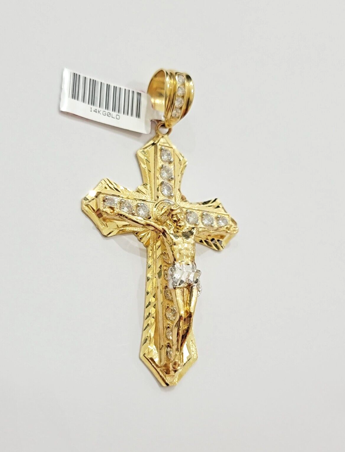 14k Yellow Gold Cross Charm Pendant Jesus Crucifix 3