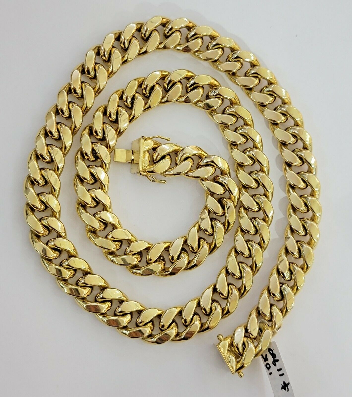 Real Gold Necklace Miami Cuban Link Chain THICK 13MM 20"-30" 10KT Yellow Gld MEN