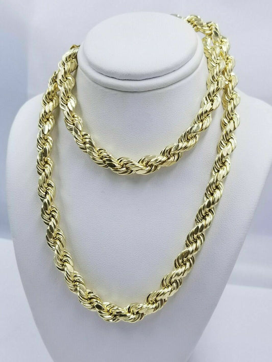 10K Gold Rope Chain Necklace 20 Inch 8mm Yellow Gold Lobster Lock , REAL GOLD