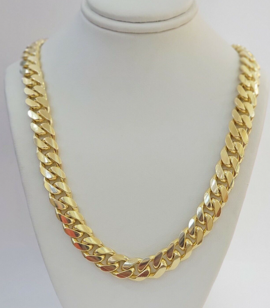 Solid 14k Miami Cuban Link Chain Necklace 9.5mm 14kt Yellow Gold 24" REAL Men's