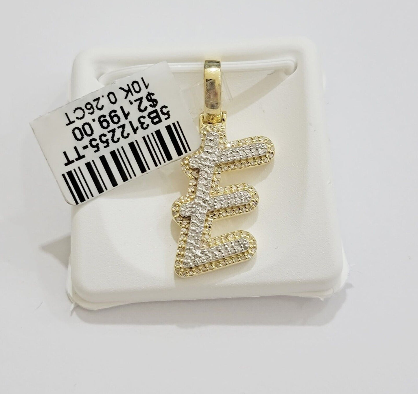 10k Gold Pendant Natural Diamond Initial Charm A-Z Alphabet 10K Yellow Gold REAL