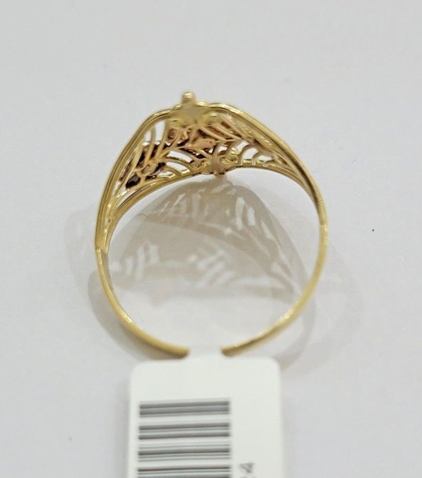 10k Trio Gold Lady Flower Ring Womens Casual Yellow Band Real 10kt Unique Design