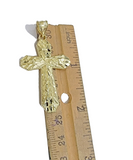 Real 10k Gold Cross Charm pendant Nugget Plain 2 Inch 10Kt Yellow Gold FOR SALE