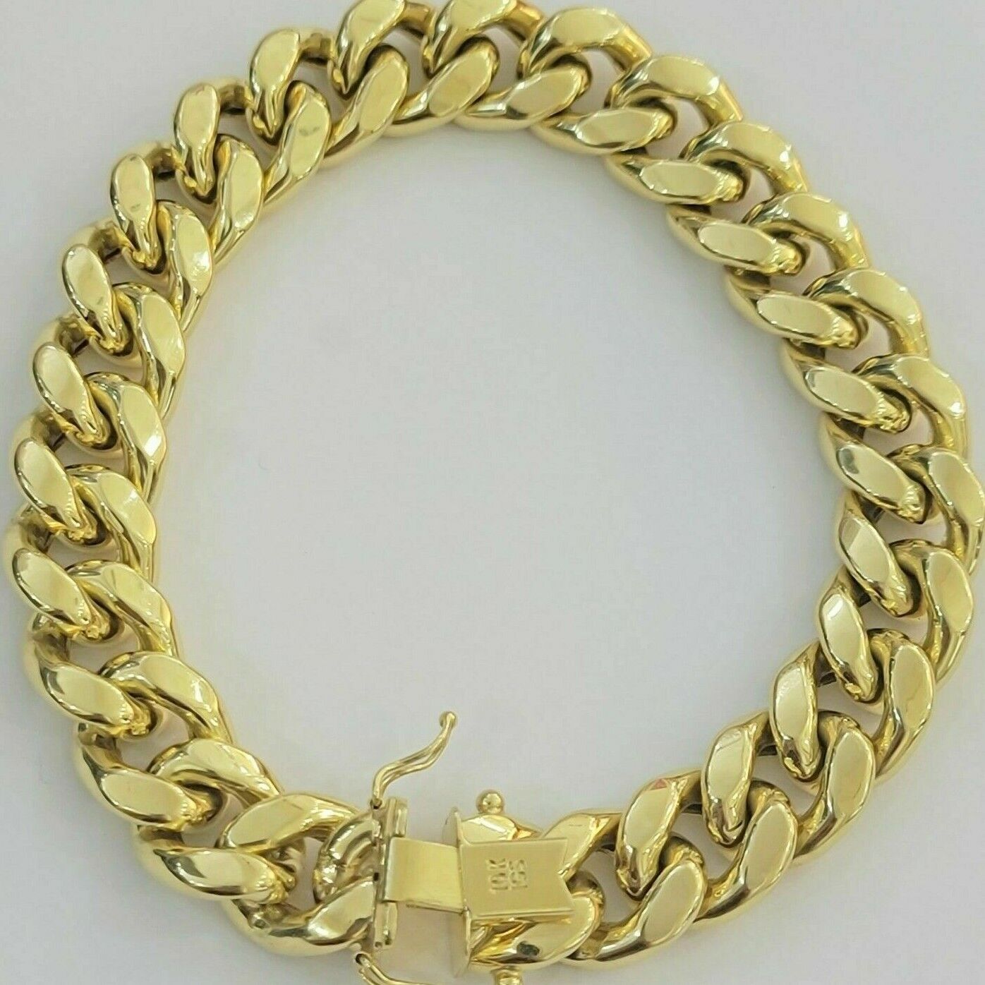 Real 10k Gold Bracelet Miami Cuban Link 8.5 Inch 15mm Box clasp Thick Strong 10k