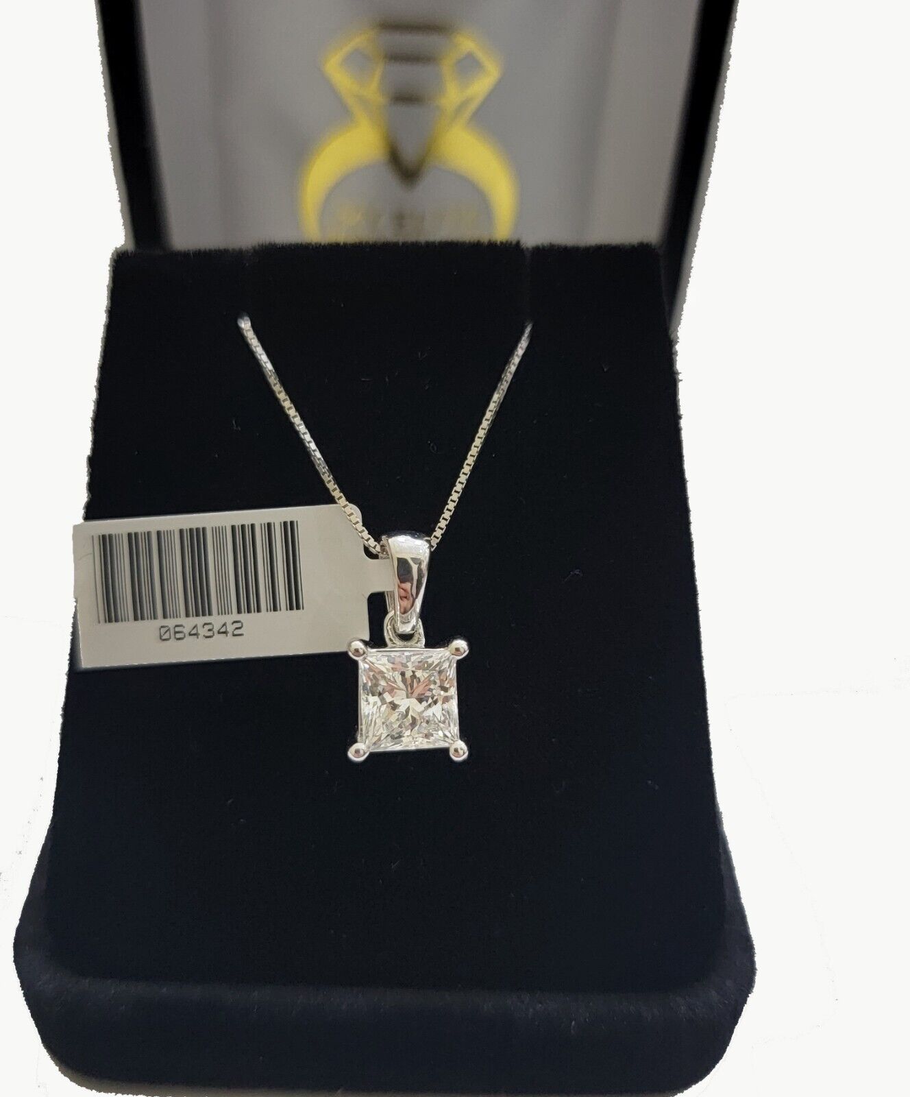 Real Ladies Diamond Solitaire Pendant 2CT 14k White Gold Princess Cut Lab-made