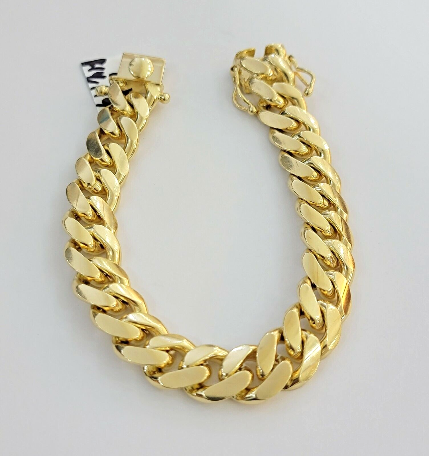 14k Gold bracelet Miami Cuban Link 9 Inch Solid 13mm Mens REAL 14 KT SOLID HEAVY