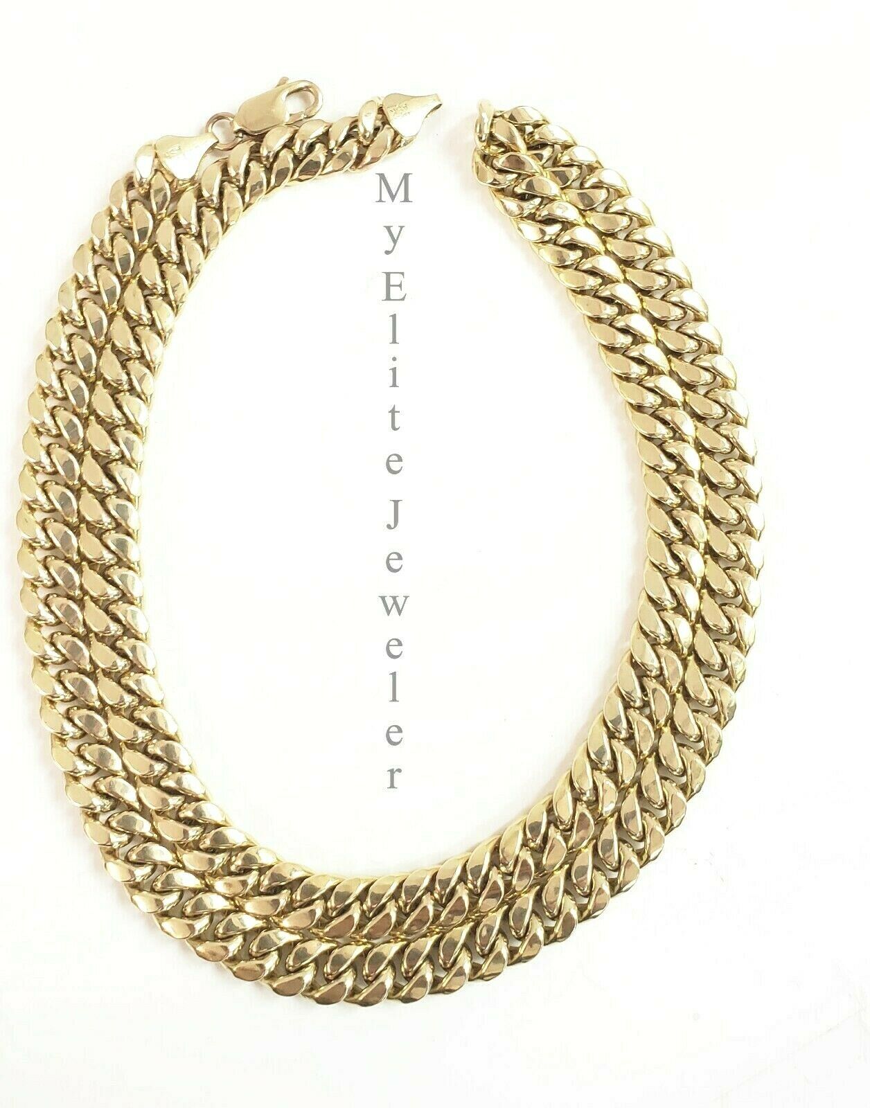 10K Yellow Gold Cuban Chain Necklace 9MM 26 Inch Thick and Strong 100 % Real