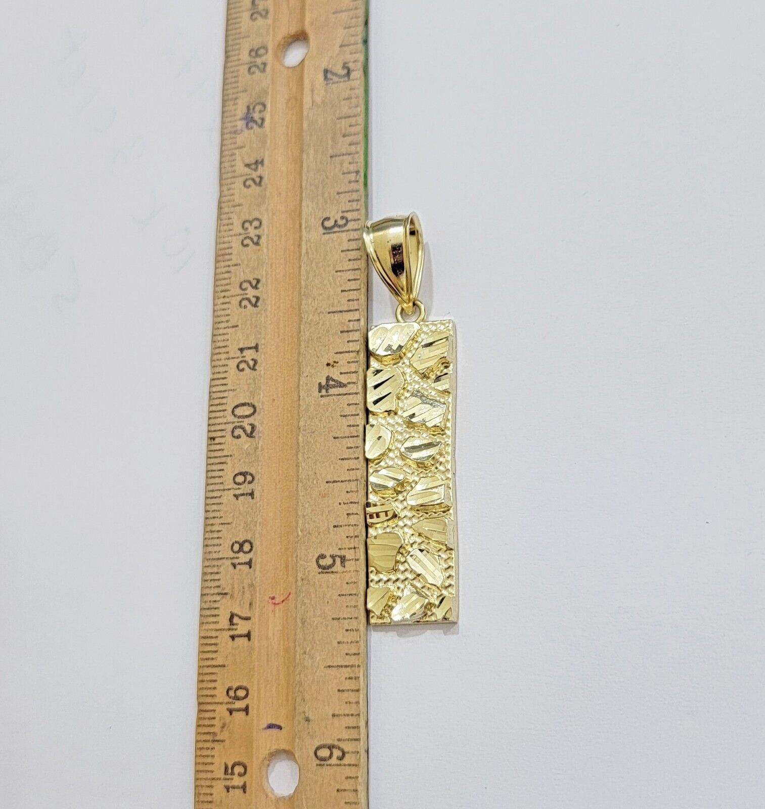 10k Yellow Gold Charm Nugget Bar Mens Pendant REAL 10KT , FREE SHIPPING