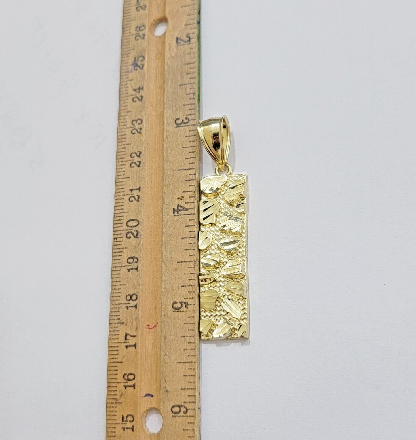 10k Yellow Gold Charm Nugget Bar Mens Pendant REAL 10KT