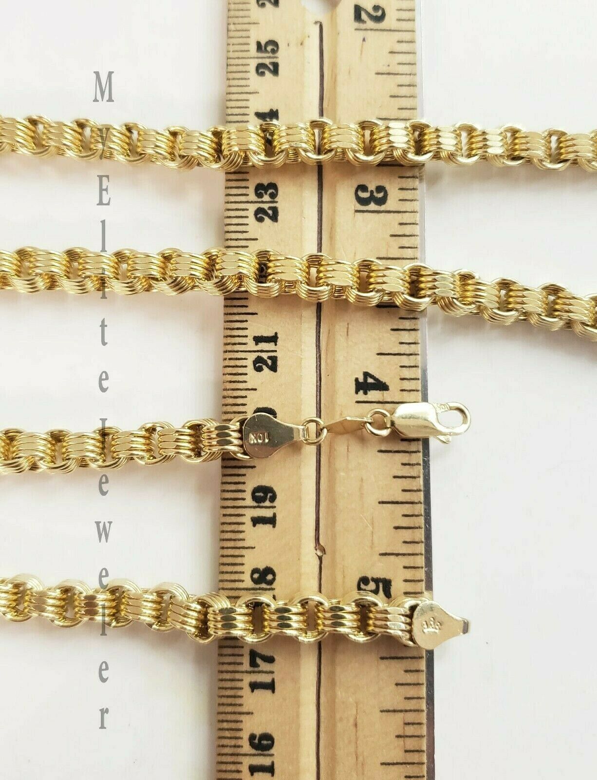Men's Ladies 10K Byzantine Chain Necklace 28 Inch 5mm Lobster Lock Yellow Gold