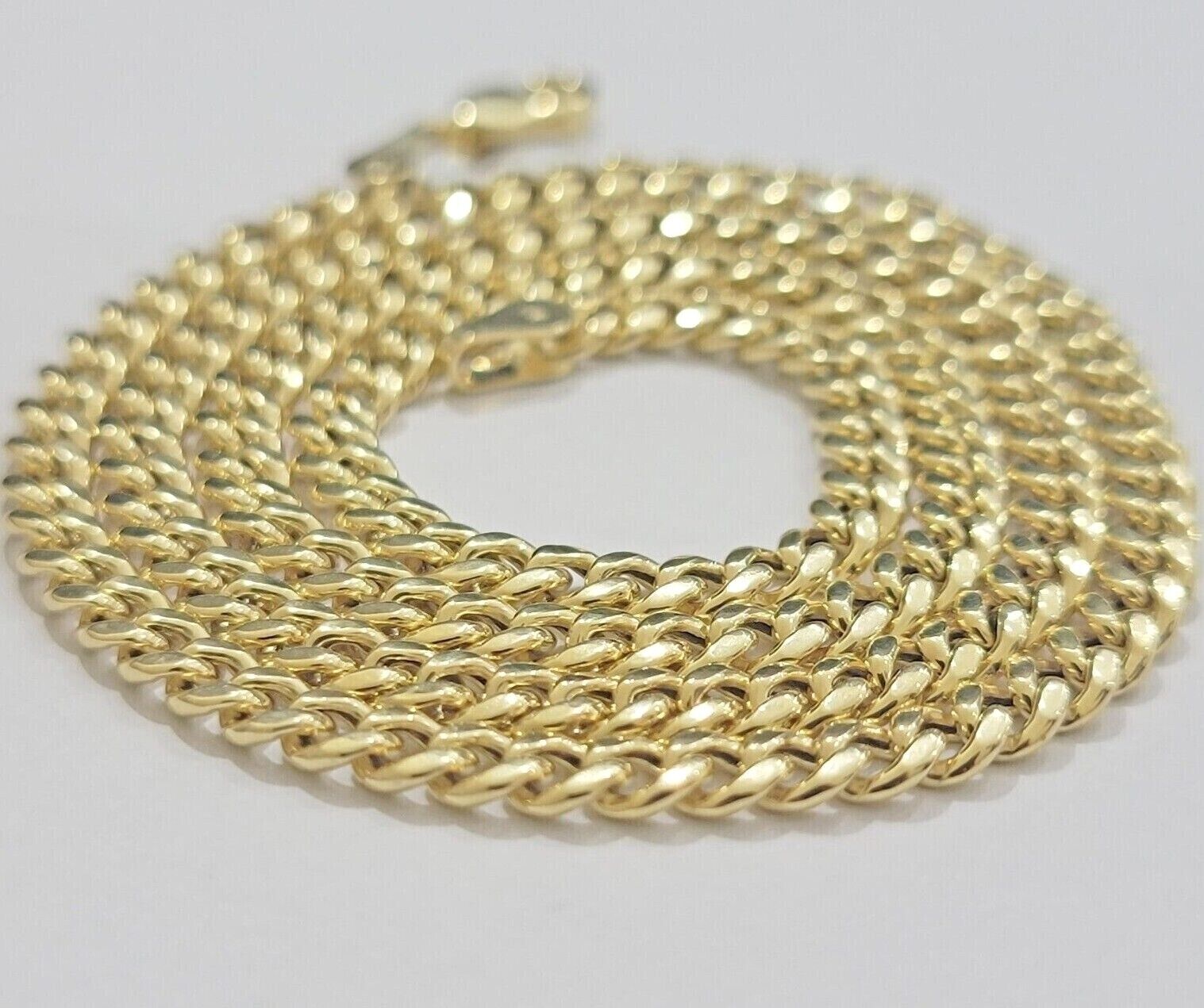 Real 10k Yellow Gold Chain Miami Cuban Link 4mm STRONG Necklace For Pendant 10kt