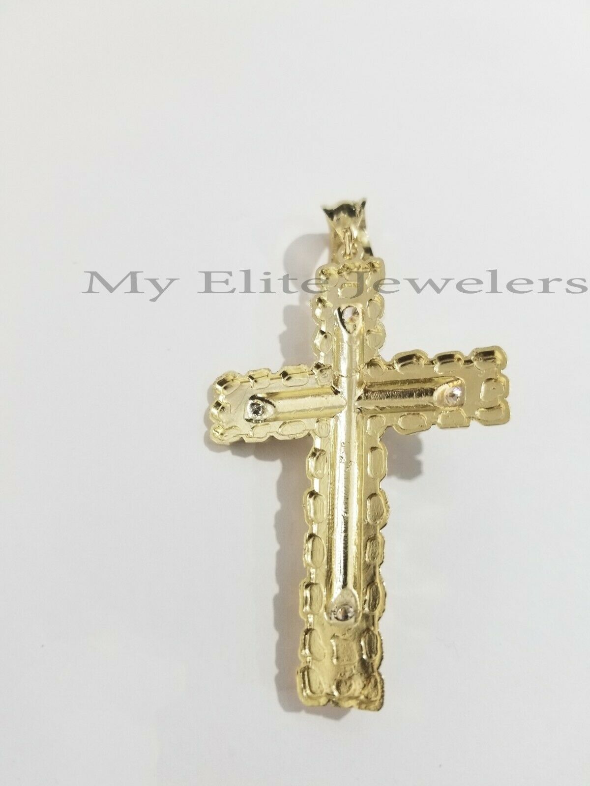 10K Yellow Gold Cross Pendant Men's Jesus Crucifix Charm 3" , fits Thick Chain