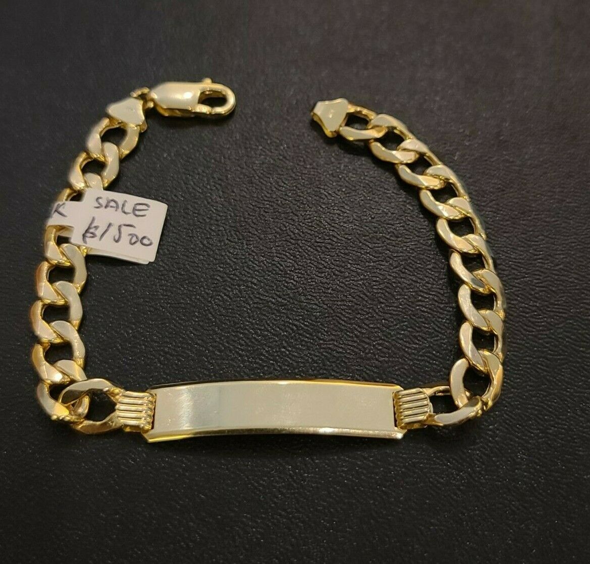 Mens 10K Gold Cuban Link Bracelet ID 8mm 8"  Lobster Lock REAL 10KT , Engraving