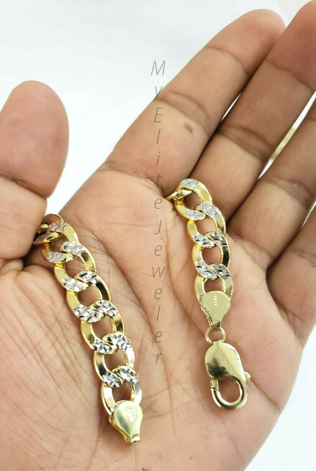 Men's 10k Diamond Cuts Cuban link Curb Bracelet 9 Inch 9mm Lobster Lock, Real