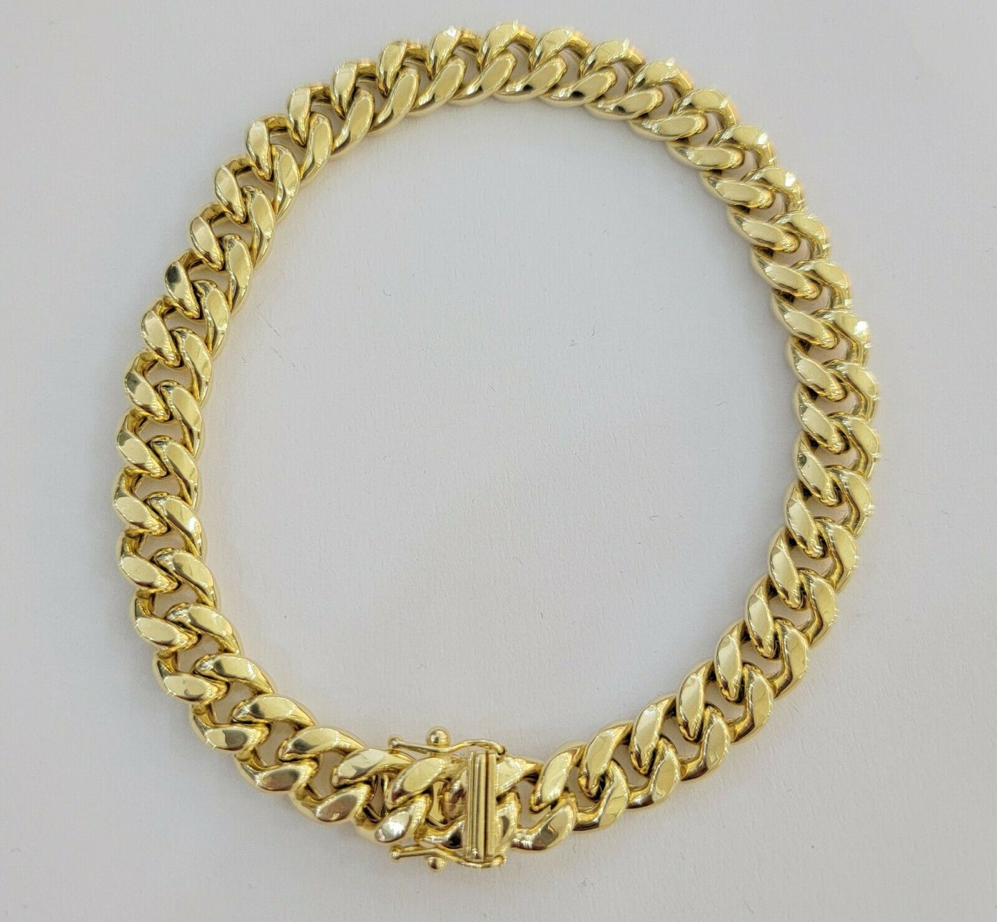 10k Gold 9mm Cuban Link Bracelet 7.5" Men's Box Lock REAL 10kt Thick Miami Cuban