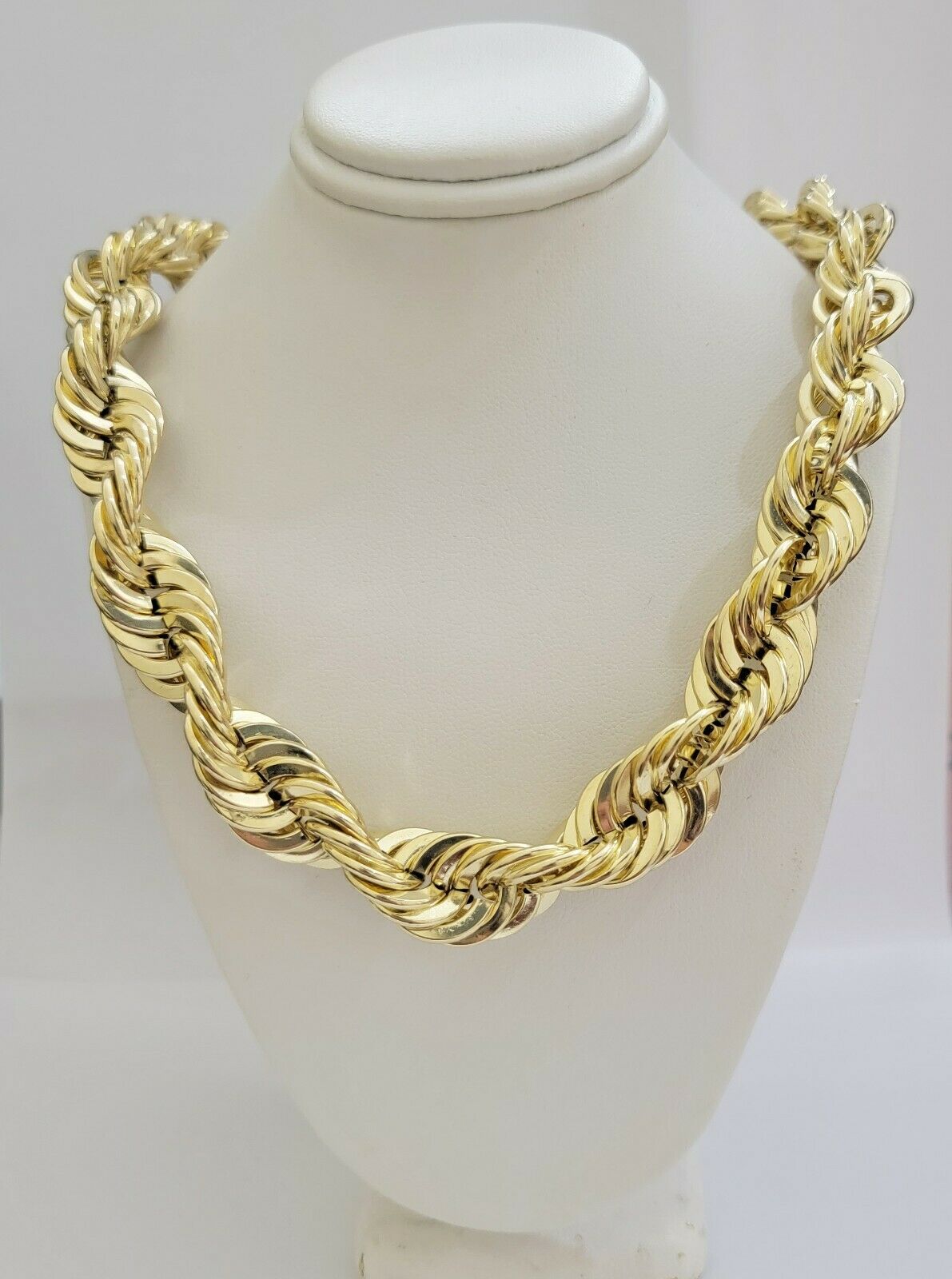 REAL 10K Yellow Gold Rope Chain Necklace 15 MM Thick 26