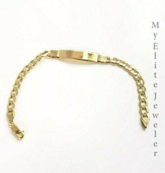 Men's Ladies 10K Gold Cuban Link Bracelet ID ,  Lobster Lock 8 Inch 6mm Engrave