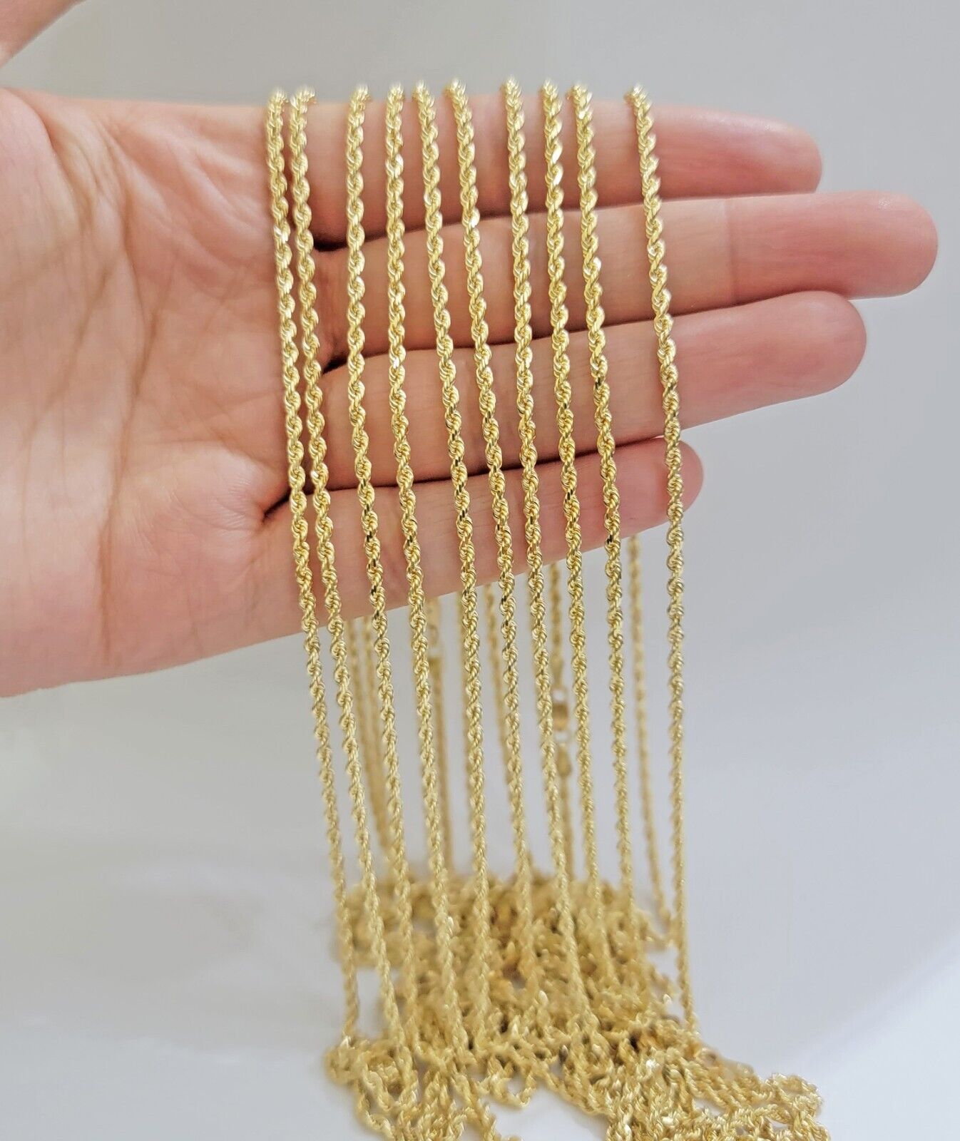 Real 18k Yellow Gold Rope Chain Necklace 2mm 18 Inch Ladies Women Solid 18 KT