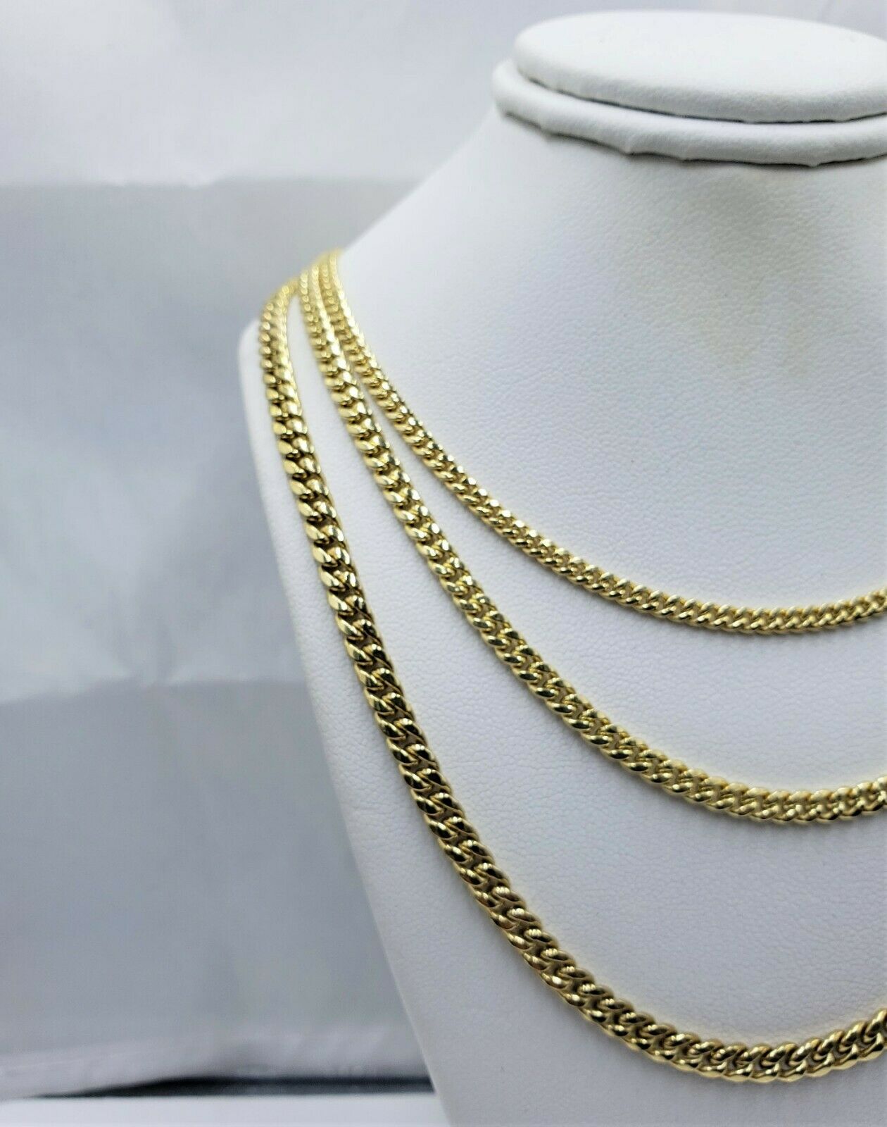 SOLID 14K Yellow Gold Chain Miami Cuban Necklace Men Women 22 24 26 28 Inch,Rope