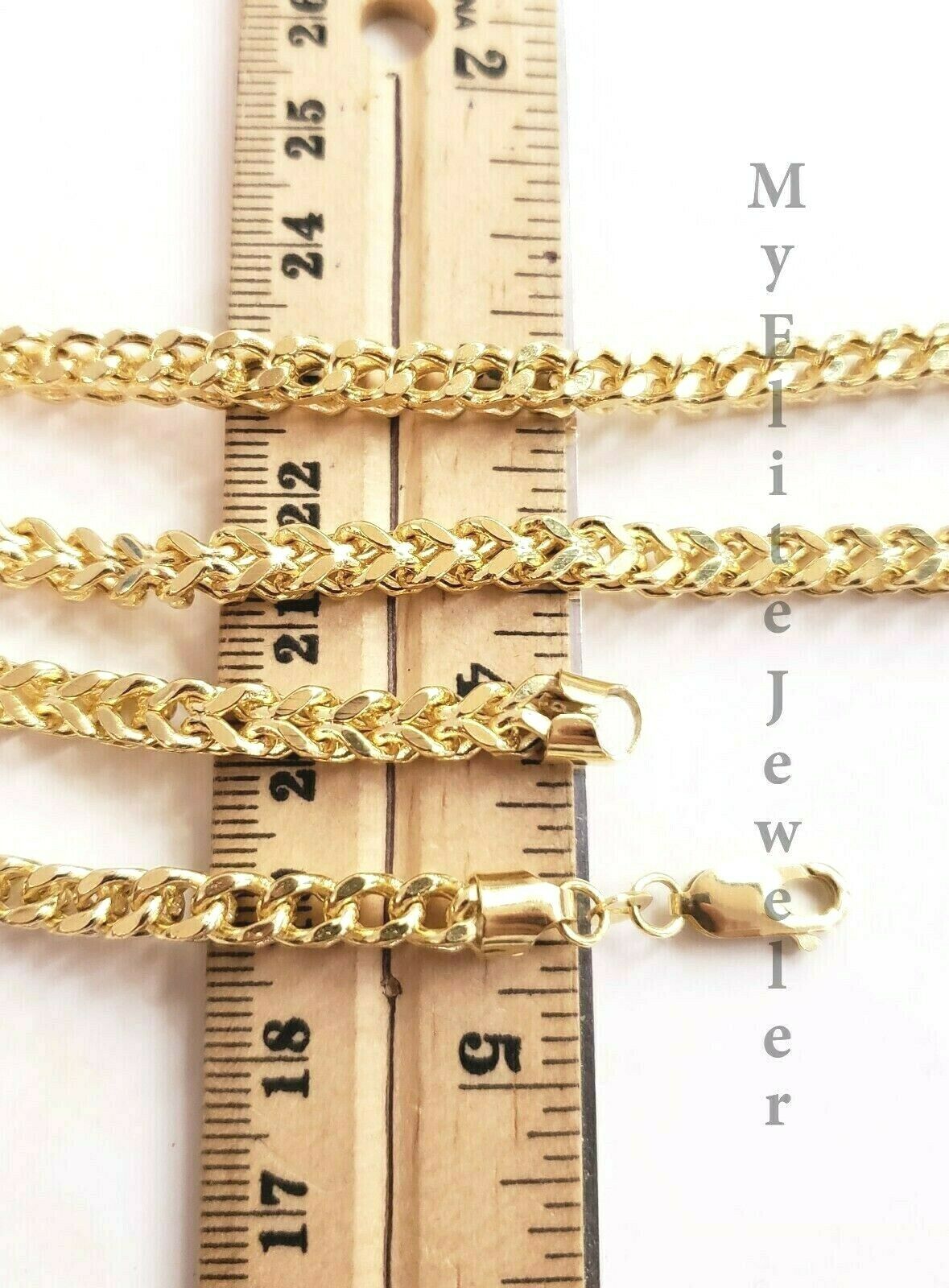 Mens 10K Yellow Gold Franco Link Chain Necklace 24 Inch 5MM Lobster Lock, Thick