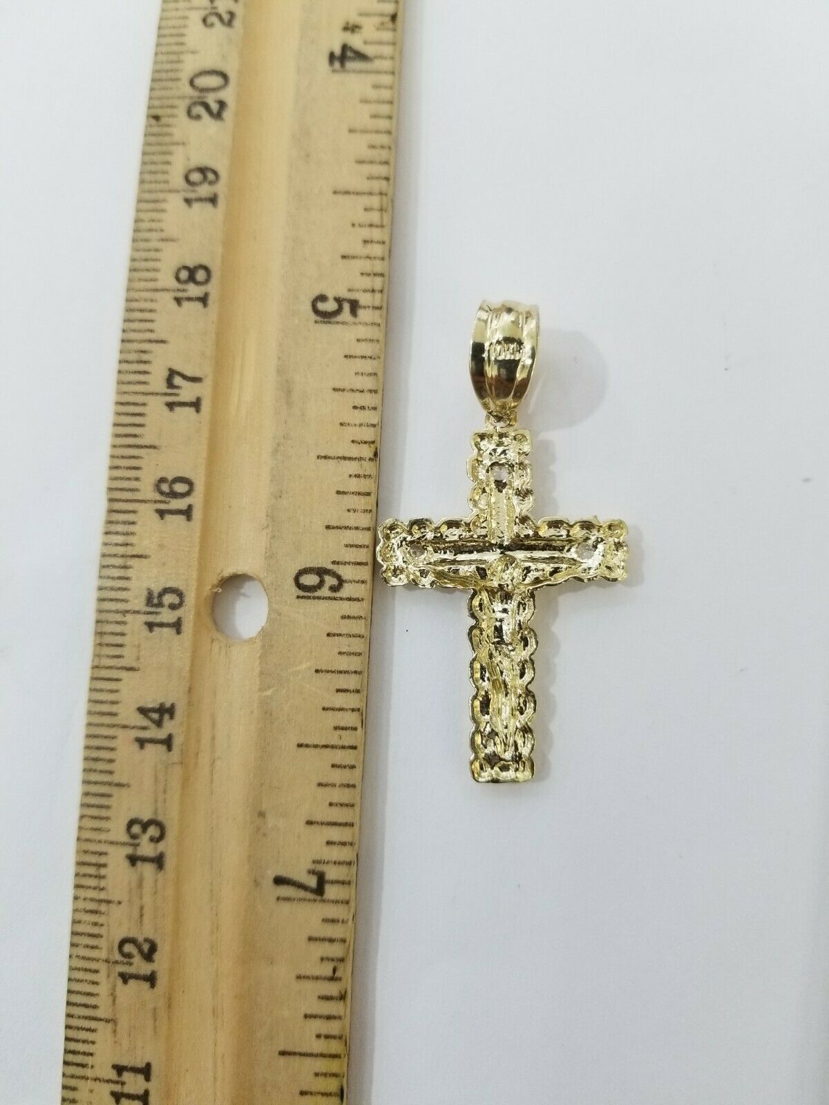 REAL 10k Yellow Gold Franco Chain & Cross Charm Pendant Set 16"-26" 2mm Necklace